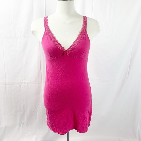 Hudson North πΈ Hot Pink Lace-Trim Nightgown | 100% Pima Cotton | Size Small - Picture 2 of 8